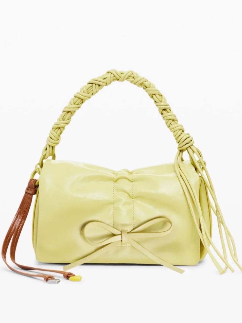 New Desigual Yellow Chartreuse Bow Handbag Purse - Picture 2 of 7